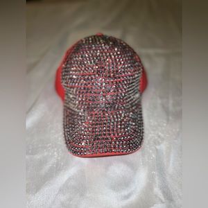 Peach rhinestone cap